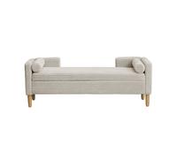 Pouf con almacenamiento grande - con reposabrazos, respaldo y dos cojines con ruedas - gris