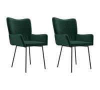 POUFGDR - Juego de 2 sillas de comedor, color verde oscuro | Terciopelo suave, marco de metal y madera contrachapada, respaldo acolchado de espuma, manual de montaje incluido