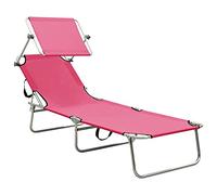 POUFGDR - Tumbona plegable con toldo ajustable de aluminio para jardín | Marco de aluminio recubierto en polvo, respaldo ajustable, ligero, fácil plegado, uso patio jardín parque piscina playa