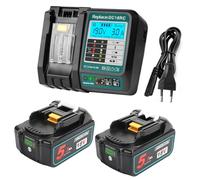 Powarobor 2 Unidades BL1850B 18 V 5,5 Ah Li-Ion batería de Repuesto y 1 Cargador DC18RC Starter Kit Compatible con baterías Makita de 18 V BL1850 BL1860 BL1860B BL1840 LXT-400 Herramientas eléctricas