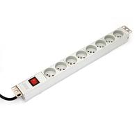 Power Distribution Unit (PDU) for 19" Rack, 8x Type E sockets, 1.8m, 1x Schuko plug, 16A, on/off switch, aluminum