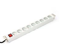 Power Distribution Unit (PDU) for 19" Rack, 9x Type E sockets, 2.0m, 1x C14 plug, 10A, on/off switch, aluminum