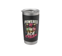 Powered By Ice Cream Funny Saying Humor Joke Gag Vaso térmico de acero inoxidable de doble pared