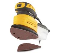 POWERPLUS POWDP50200: Lijadora orbital de mano, 180 W, con forma de delta, depósito de polvo con microfiltro, suela con sistema de velcro, incluye 5 hojas de lija para madera