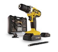 Powerplus Taladro atornillador POWX00830-20V, 1,3Ah y cargador - 134 acc. | Parada rápida