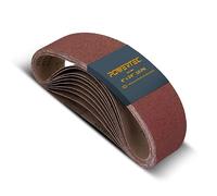POWERTEC 110030 Bandas de lijado de 4 x 24 pulgadas, correa de lijado de óxido de aluminio de grano 180, papel de lija para banda oscilante y lijadora de husillo, paquete de 10