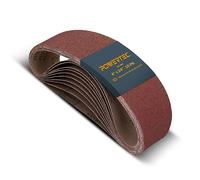 POWERTEC 110080 Bandas de lijado de 4 x 24 pulgadas, correa de lijado de óxido de aluminio de grano 100, papel de lija para banda oscilante y lijadora de husillo, paquete de 10