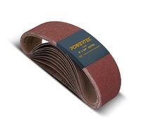 POWERTEC 110090 - Bandas de lijado de 4 x 24 pulgadas | Cinta lijadora de banda de óxido de aluminio de grano 80 | Papel de lija para lijadora de banda oscilante y husillo - Paquete de 10