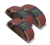POWERTEC 110091 Bandas de lijado de 4 x 24 pulgadas | Surtido de bandas de lijado de óxido de aluminio, 10 de cada uno de los granos 60 80 120 | Papel de lija para banda oscilante y lijadora de