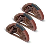 POWERTEC 40184-1 1/2 x 18 pulgadas, 20 de cada grano 40/80/180, 60 unidades, correa de lijado de óxido de aluminio para lijadora de cinturón de archivo de aire, carpintería, pulido de metal