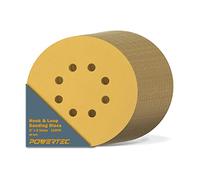 POWERTEC 44206G-50-P2, 6 pulgadas x 8 agujeros, grano 60, disco de lijado de gancho y bucle, 100 unidades, oro