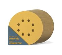 POWERTEC 44215G-50-P2, disco de lijado de gancho y bucle, 100 unidades, grano 150, color dorado