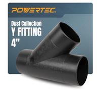 PowerTec 70106 70106V - Conector de manguera de recogida de polvo de 4 pulgadas, 1 paquete, negro, 4 pulgadas