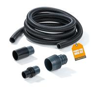 PowerTec 70356 - Kit de recogida de polvo de manguera de 10 pies para herramientas eléctricas de carpintería, aspiradoras de taller de trabajo húmedo/seco, sierra de mesa ingletadora, 2 accesorios más