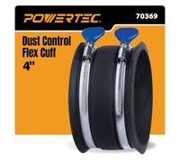POWERTEC 70369 - Manguito flexible de control de polvo de 4 pulgadas con abrazaderas de manguera ajustables, conector de manguito de goma para carpintería, accesorios de recogida de polvo y