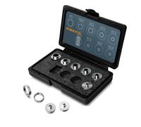 POWERTEC 71051 - Juego de guías de plantillas de enrutador | 10 guías de latón macizo con funda de transporte moldeada