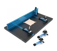 POWERTEC Kit de accesorios de mesa de prensa de taladro con valla de prensa de taladro en T de 14 x 24 pulgadas, escala grabada con láser, abrazaderas, insertos ajustables con perilla, topes abatibles