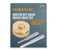 POWERTEC Kit de incrustaciones de latón macizo 71333 | Para plantillas de 1/4 para enrutamiento de alta RPM | Incluye broca de enrutador de carburo de 1/8 + vástago de 1/4, buje universal, tuerca de