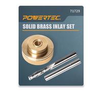 POWERTEC Kit de incrustaciones de latón macizo. Broca de enrutador con diámetro de corte de 1/4 pulgadas y vástago. Se adapta a la placa base de enrutador estilo Porter-cable. Funciona con plantillas