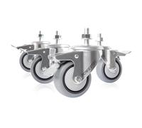 PowerTec TPR Kit 17201 - Ruedas termoplásticas giratorias de Doble Bloqueo de 3 Pulgadas, Color Gris, Resistentes, 150 Libras por Rueda (Juego de 4), Color Plateado, 7,62 cm