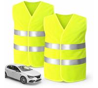 POWR CAR 2X chalecos de alta visibilidad coche amarillo ISO20471 - avería 2026 y 2027 - accidente seguridad neón reflectante camión accesorios