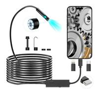 POWZOO Cámara endoscópica 3-en-1 - Doble Cámara,5m Semi-rígido | Endoscopio Industrial,1920P HD,8 LEDs,IP67,Para Android/iOS/iPad,Inspección Mecánica,Automóvil,Fontanería,Fácil de Usar