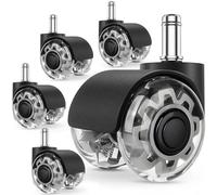 POWZOO Ruedas Silla Oficina 5 Pcs 11x22mm,Rotación 360°,Diseño Rueda Doble
