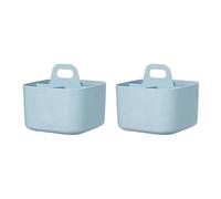 PPcdfre Organizador de 2 piezas de plástico apilable con asa, organizadores de arte y organizador de maquillaje, color azul