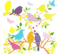 PPD Birds In Love Servilletas, 20 Piezas, Manteles, Tisú, Blanco / Colorido, 33 x 33 cm, 7674