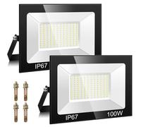 PPSSOHU Focos LED Exterior 100W 2 piezas, IP67 Impermeable Foco Proyector | 10000LM,7000K Super Brillante Blanco Frío Luz de Seguridad,144 LEDs Proyector Exterior, para Terraza, Jardín, Garaje, Campo
