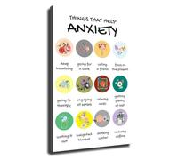 PQYSMVVG Calming Strategies Poster Anxiety Tips Mindful Wall-Art Soothing Home Decor for Living Room Bedroom Office(Framed,16x24inch(40x60cm))