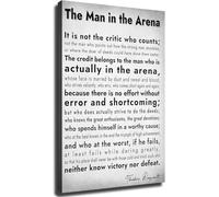 PQYSMVVG The Man in the Arena Theodore Roosevelt Motivational Quote Wall-Art Set Inspiring Office Decor for Living Room Home Gym(Framed,12x18inch(30x45cm))