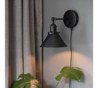 PR Home Aplique de pared Anton con enchufe, 18 cm, atenuable, negro
