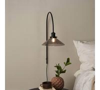 PR Home aplique de pared August, negro, cristal liso, Ø 25 cm