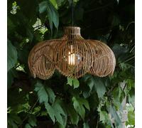 PR Home Lámpara colgante exterior Belle, ratán natural, Ø 43 cm, enchufe IP44