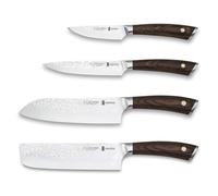 PracticDomus 3 Claveles - Juego de 4 Cuchillos Forjados Profesionales con Mango de Pakka (4X Sakura)