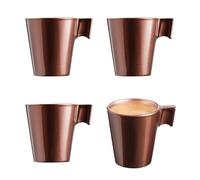 PracticDomus Juego de 4 Tazas de Café Expresso de 8 cl Fabricadas en Vidrio Templado Extra Resistente de Corte en Caliente (Chocolate)