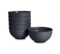 PracticDomus Juego de 6 Piezas de Vajilla Classic en Plástico Duro Reutilizable e Irrompible para Fiestas y Eventos. Grafito (Cuencos 540 ml)