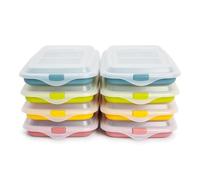 PracticDomus Juego de 8 cajas de almacenamiento óptimo de rodajas en el refrigerador, 24,8 x 14,4 x 3,3 cm