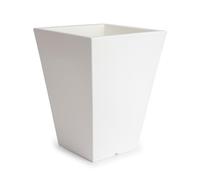PracticDomus Maceta Cuadrada Alta Tipo Cono Theone 32 cm en Resina de Polietileno. Apta Interior y Exterior (Blanco, 24L)