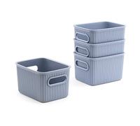 PracticDomus Pack de 4 Cestas de Ordenación Multiusos Baobab Collection, Resistentes y Ergonómicas. Tamaño S 1.5L. Color (4X Blue Mist)