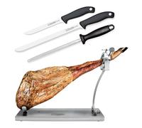 PracticDomus Soporte Jamonero Profesional Plegable y Cabezal Giratorio de Acero con Cuchillos y Chaira (Acero)