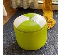Práctico taburete otomano con almacenamiento, perfecto para cambiar zapatos para sala de estar, dormitorio o entrada, elegante taburete redondo de cuero encerado al aceite