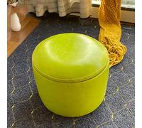 Práctico taburete otomano con almacenamiento, perfecto para cambiar zapatos para sala de estar, dormitorio o entrada, elegante taburete redondo de cuero encerado al aceite