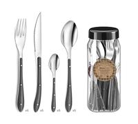 Amefa 7437240 - Set de 24 Cubiertos Bistro 1-2-3 de Acero Inoxidable Negro