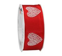 Präsent C.E. Pattberg Cinta para Lazos (40 mm x 20 m), diseño de Corazones, Color Rojo