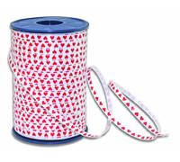 Präsent - Cinta de poliéster (500 m), diseño con corazones, color rojo y blanco