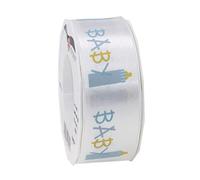 Präsent Cinta de satén Estampada, Poliéster, Amarillo Claro, 40 mm width, 20 m length