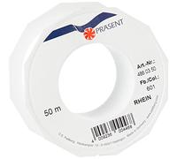 PRÄSENT Cordón RHEIN blanco, cordón trenzado para regalos 50 m, paquetes y obsequios, 3 mm de ancho, accesorios para decoración y manualidades, cintas decorativas resistentes al desgarro