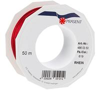 PRÄSENT Cordón RHEIN burdeos, cordón trenzado para regalos 50 m, paquetes y obsequios, 3 mm de ancho, accesorios para decoración y manualidades, cintas decorativas resistentes al desgarro